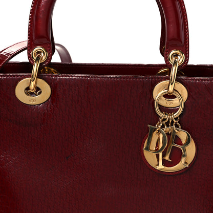 Christian Dior Patent Diorissimo Medium Lady Dior Burgundy Red 8 of 11