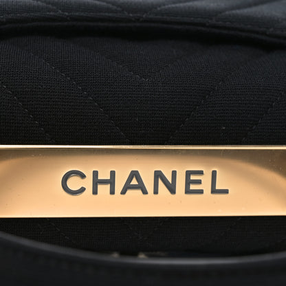 Chanel Jersey Chevron Quilted Small Trendy CC Dual Handle Flap Bag Black 6 of 10