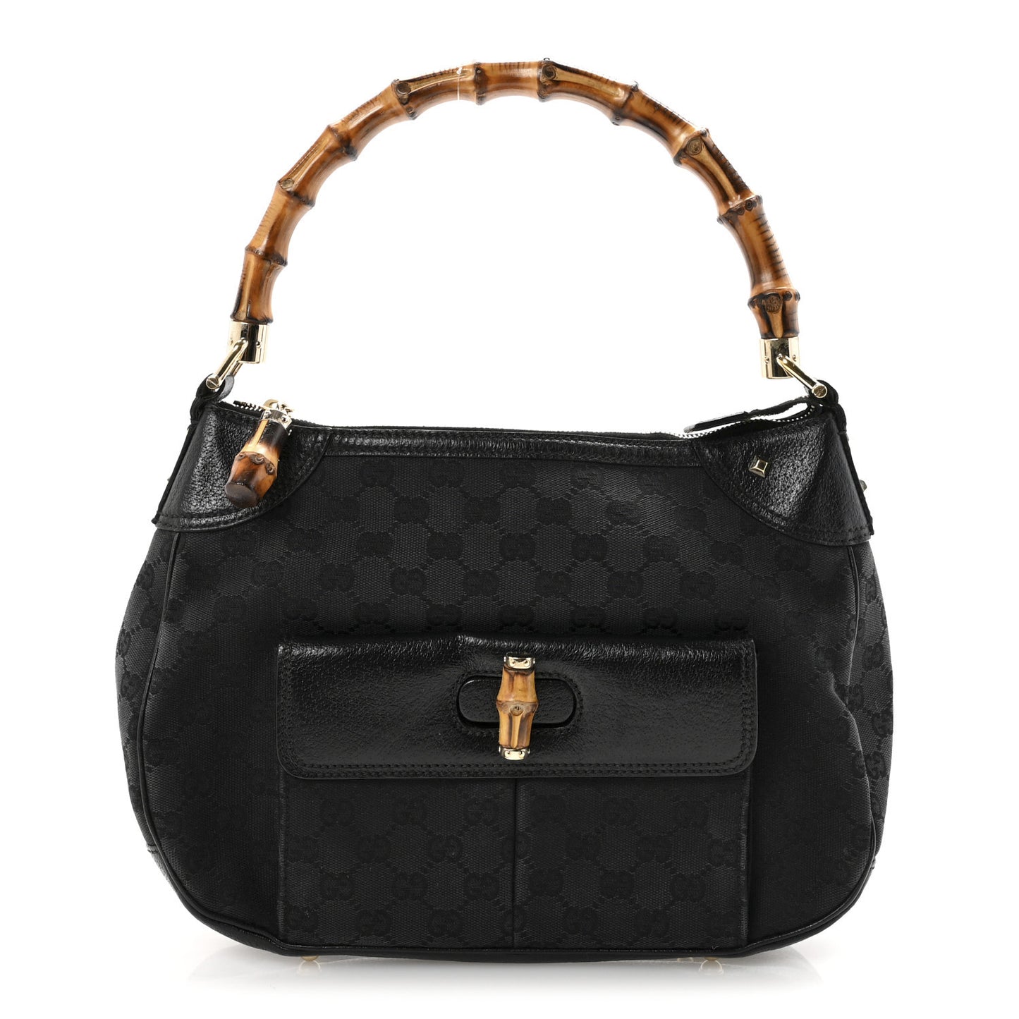 Monogram Bamboo Medium Top Handle Bag Black