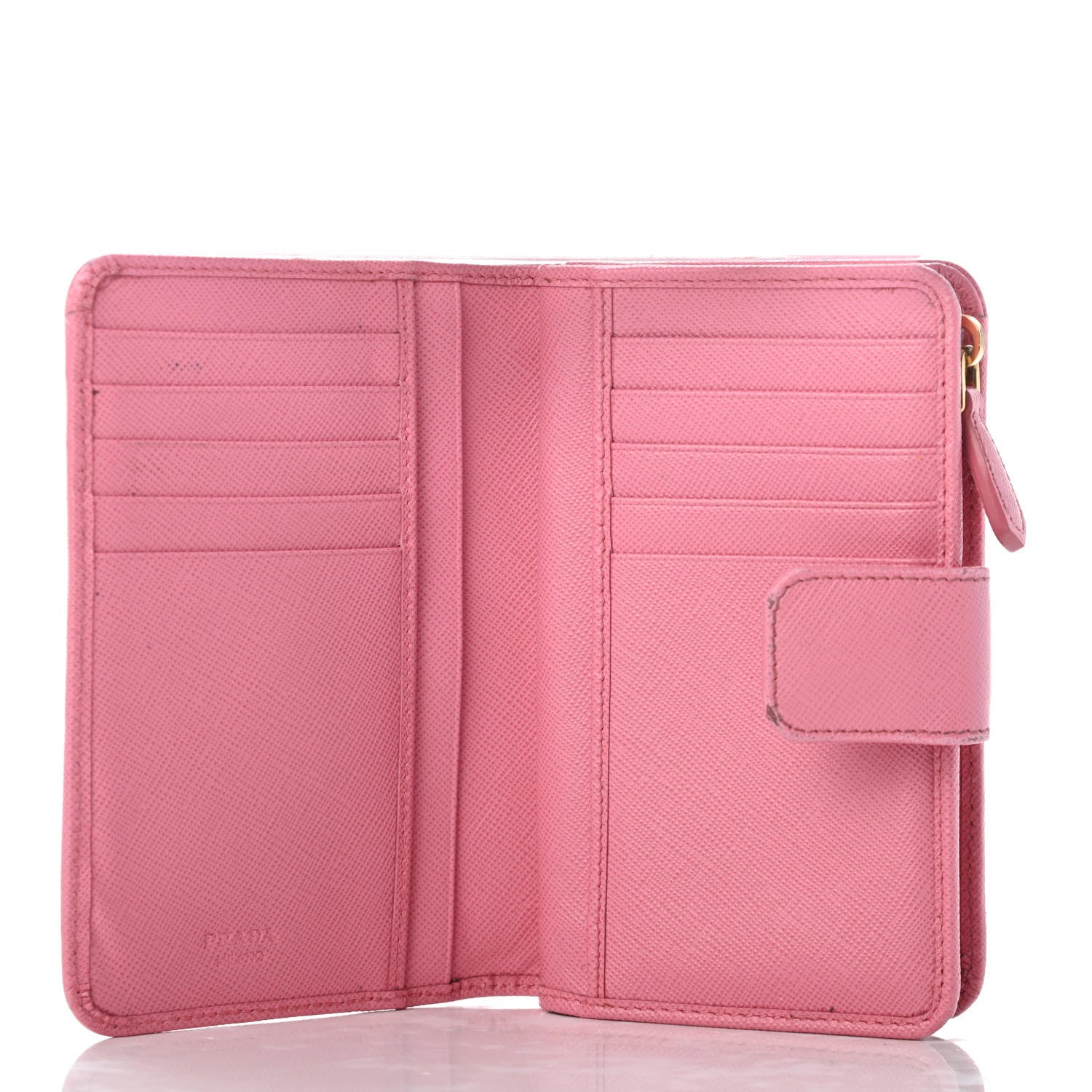 Prada Saffiano Compact Wallet Geranio 5 of 13