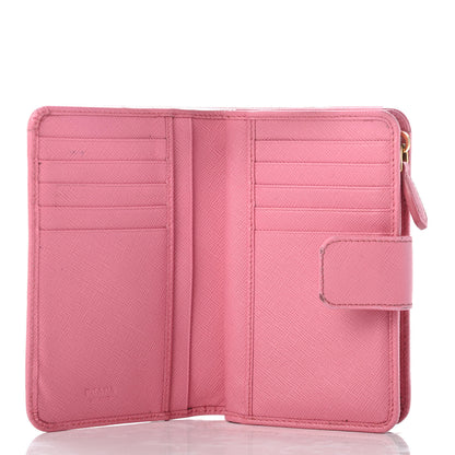 Prada Saffiano Compact Wallet Geranio 5 of 13