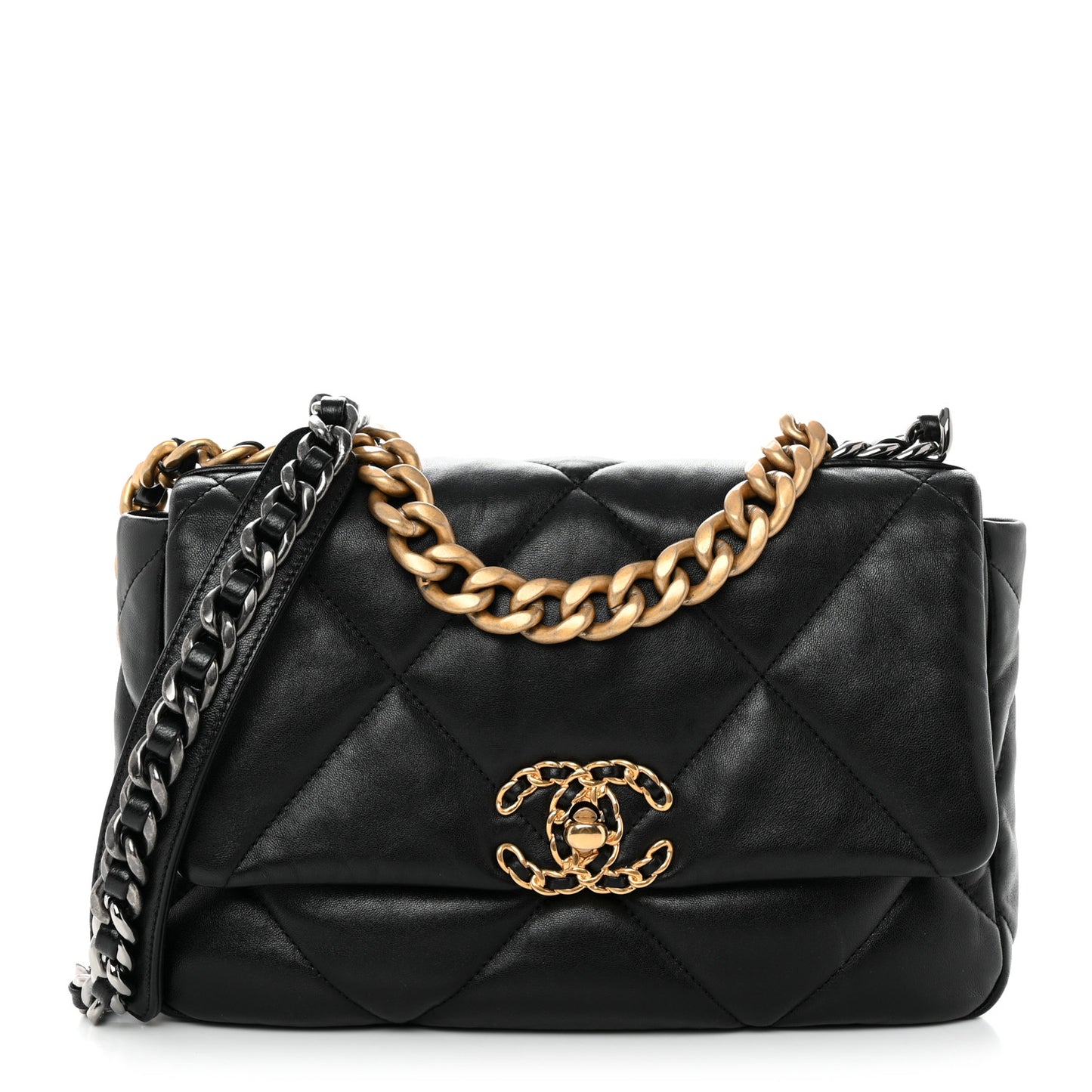 Lambskin Quilted Medium Chanel 19 Flap Black