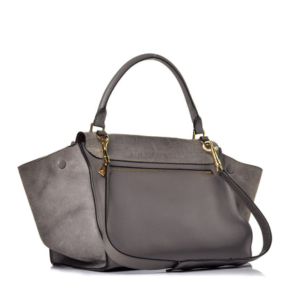 Celine Crocodile Embossed Nubuck Medium Trapeze Grey 4 of 9