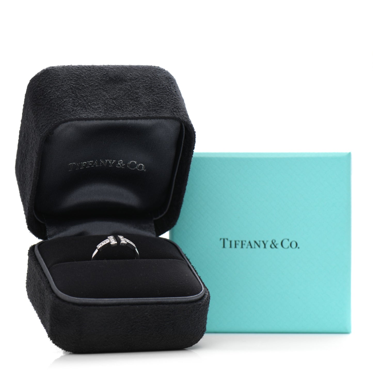 18K White Gold Diamond T Wire Ring 48 4.5