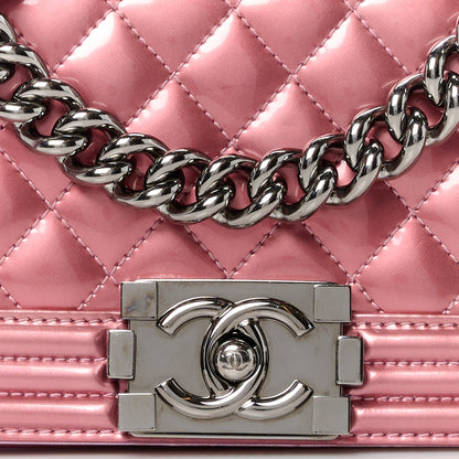 Chanel Metallic Patent Calfskin Quilted Small Boy Flap Pink 8 of 11