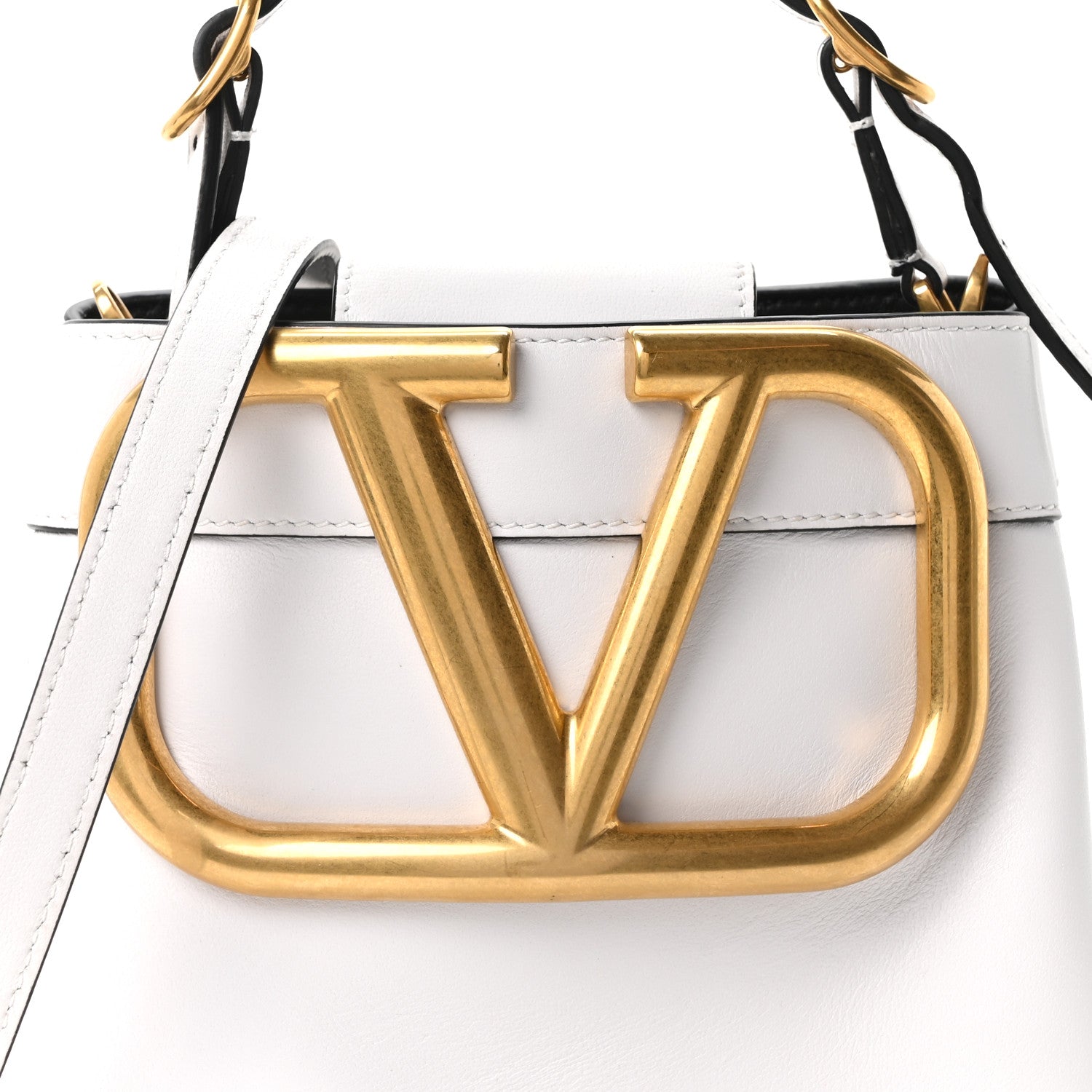 Valentino Garavani Nappa Mini Vlogo Bucket Bag White 7 of 9