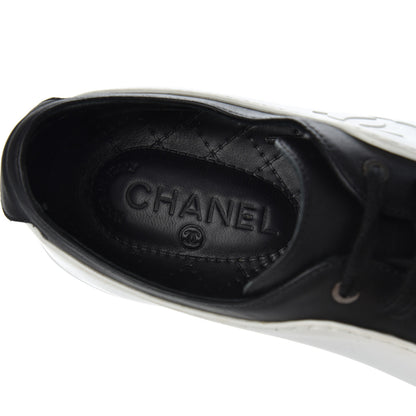 Chanel Calfskin Womens CC Sneakers 40 Black White 6 of 22