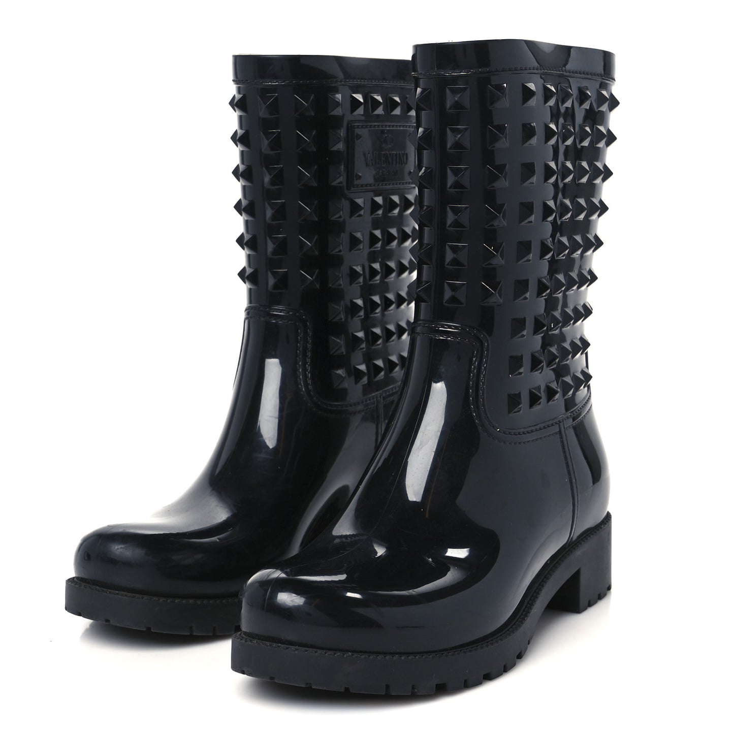 Rubber Rockstud Short Rainboots 38 Black