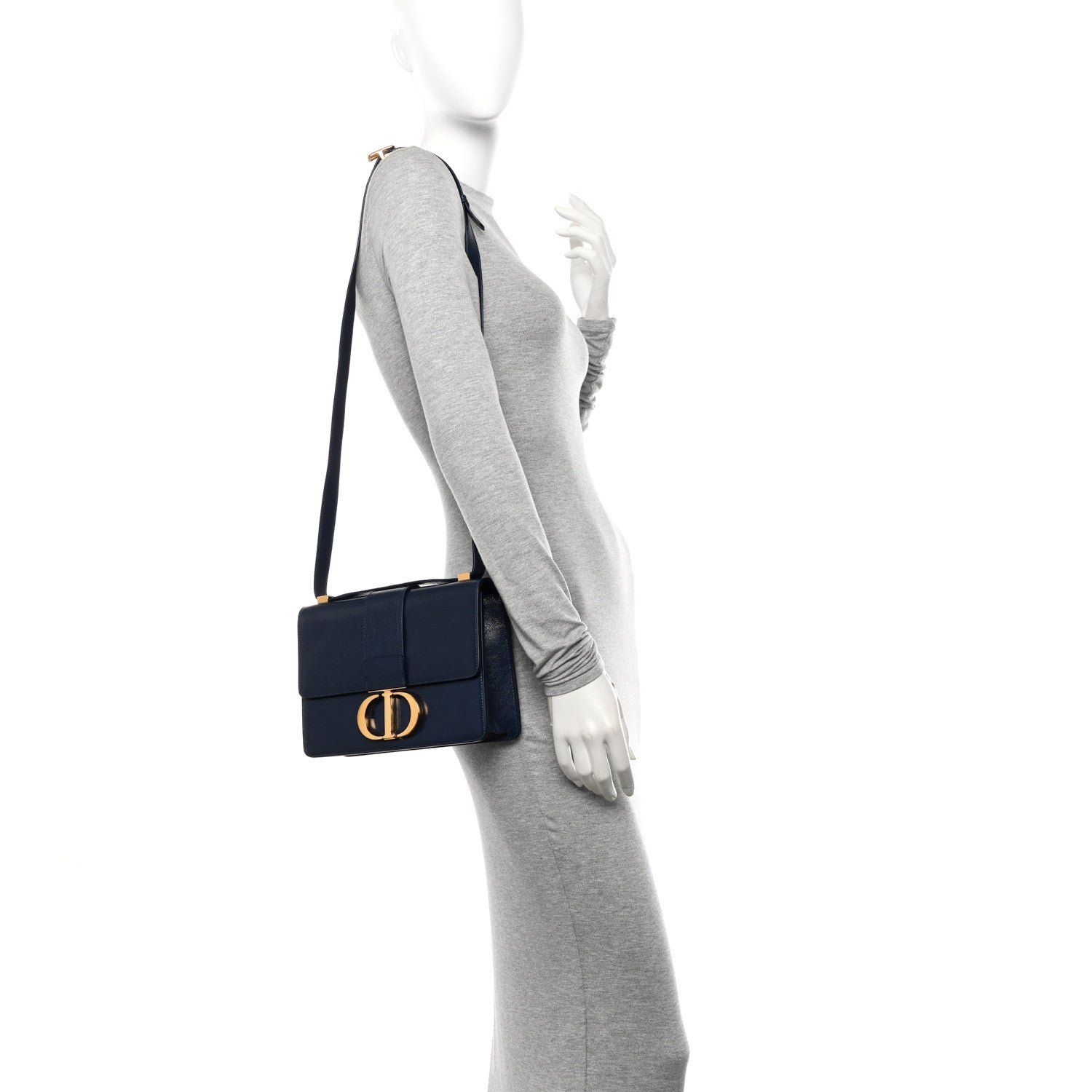 Christian Dior Shiny Crinkled Lambskin 30 Montaigne Flap Bag Indigo 2 of 12