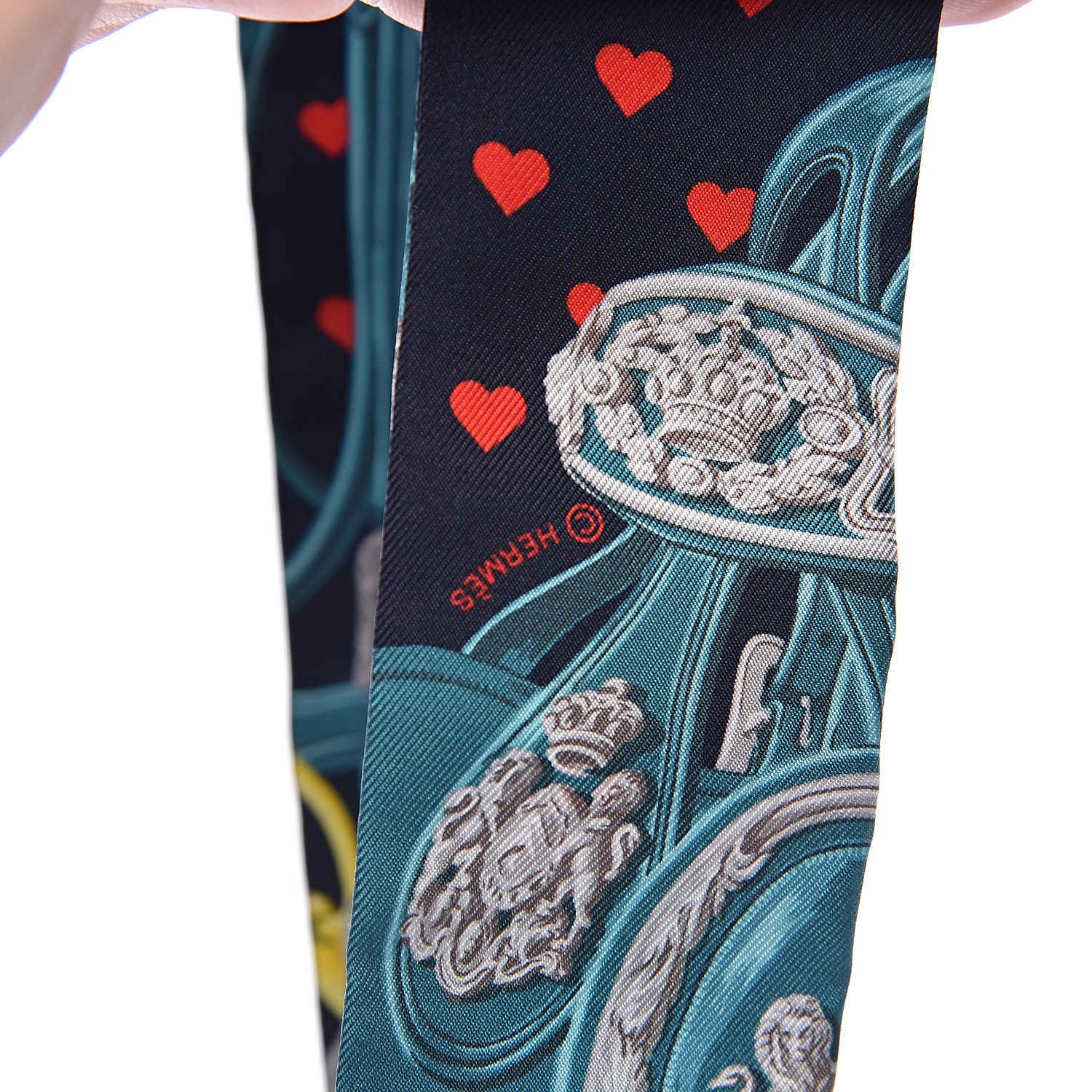 Hermes Silk Brides de Gala Love Twilly Caban Canard Rouge 4 of 5