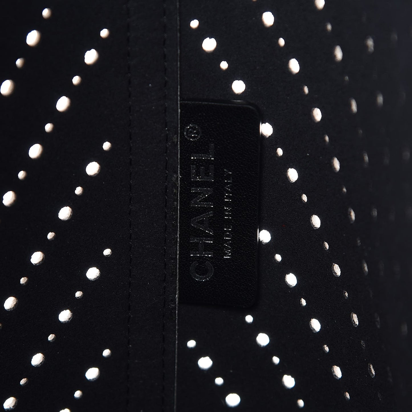 Perforated Grained Calfskin Large Shopping Tote White