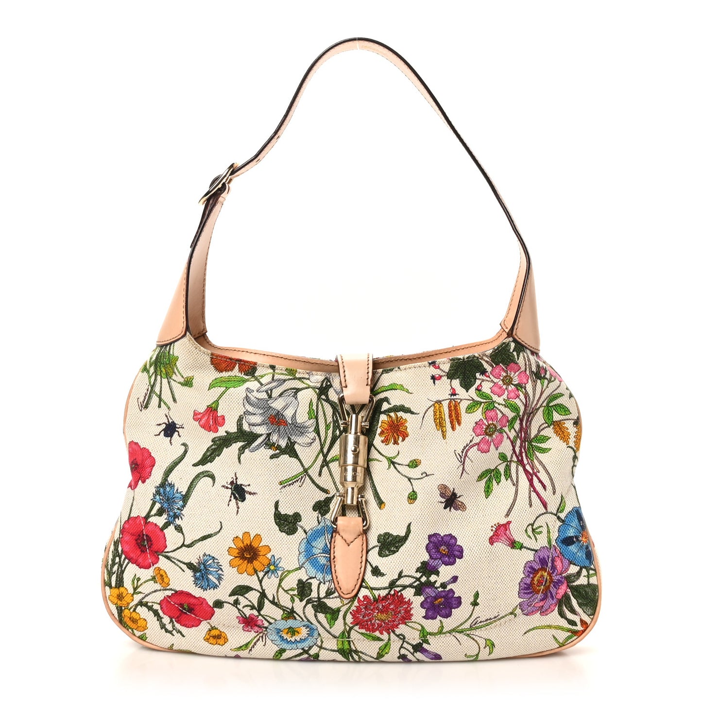 Canvas Floral Flora Small Jackie O Hobo White
