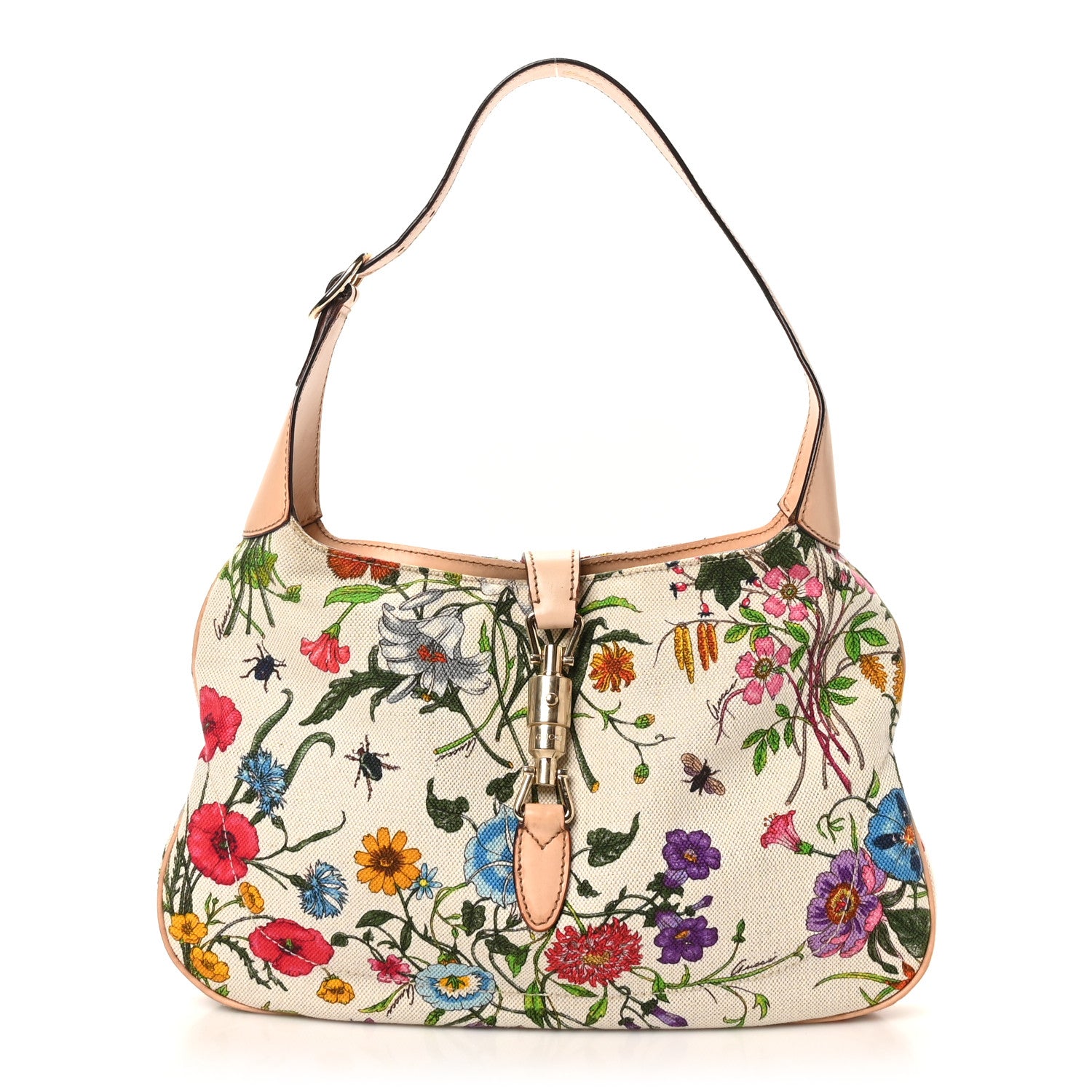 Gucci Canvas Floral Flora Small Jackie O Hobo White 1 of 10