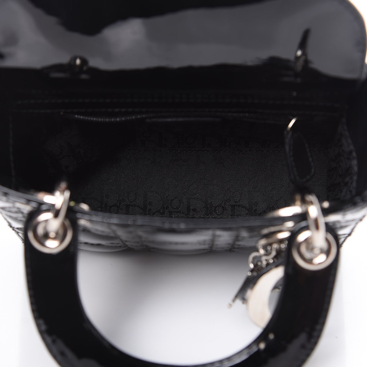 Patent Cannage Mini Lady Dior Black