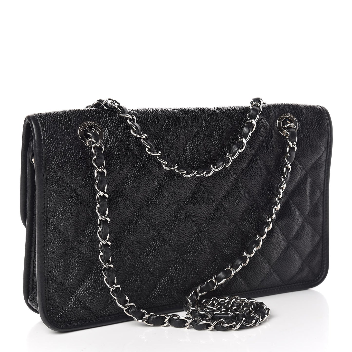 Caviar Quilted Medium French Riviera Flap Black