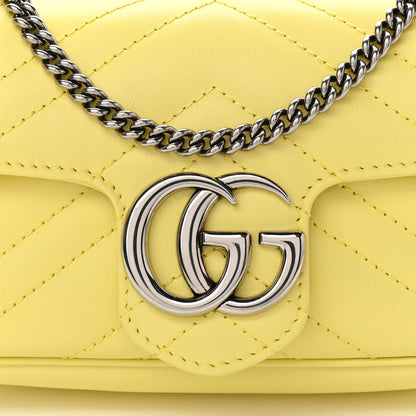 Gucci Calfskin Matelasse Super Mini GG Marmont Shoulder Bag Banana 8 of 11