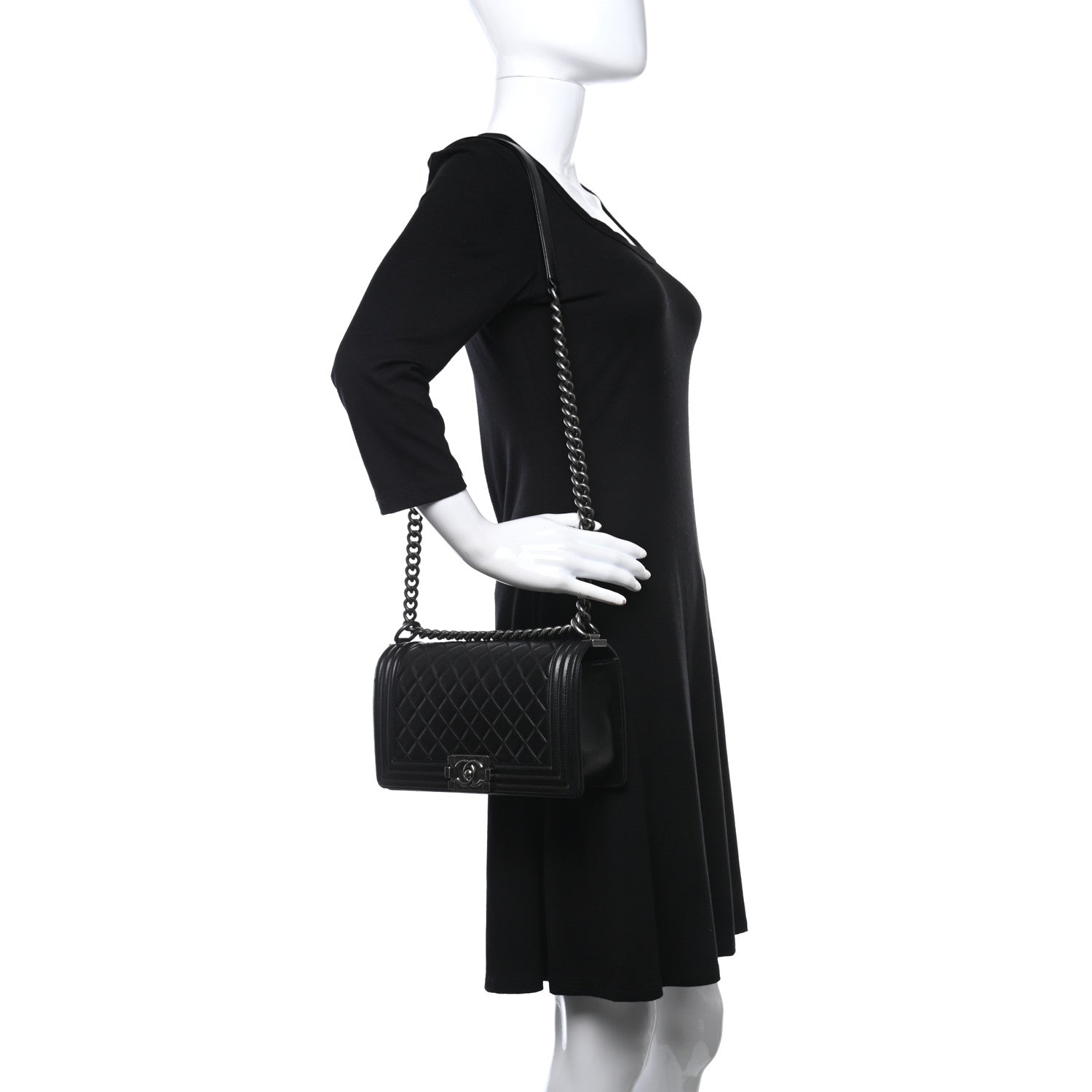 Chanel Lambskin Quilted Medium Boy Flap Black 3 of 20
