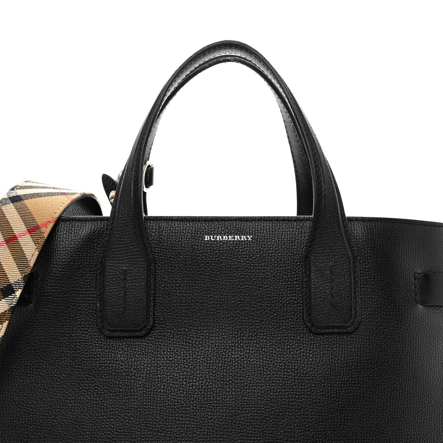 Burberry Derby Calfskin House Check Medium Banner Tote Black 9 of 13