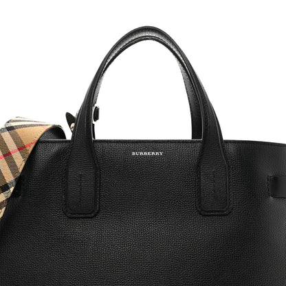 Burberry Derby Calfskin House Check Medium Banner Tote Black 9 of 13