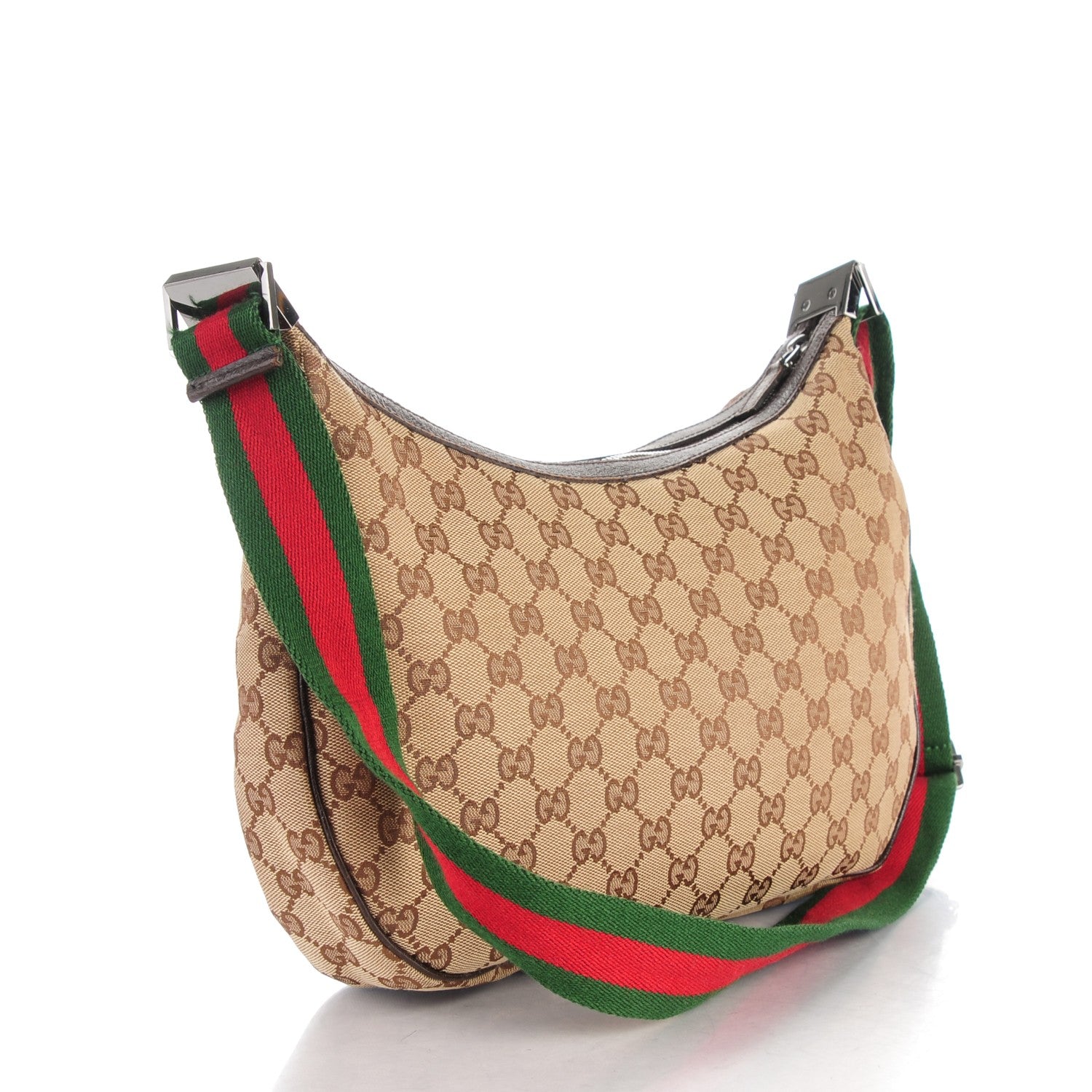 Gucci Monogram Web Medium Half Moon Hobo Dark Brown 3 of 8