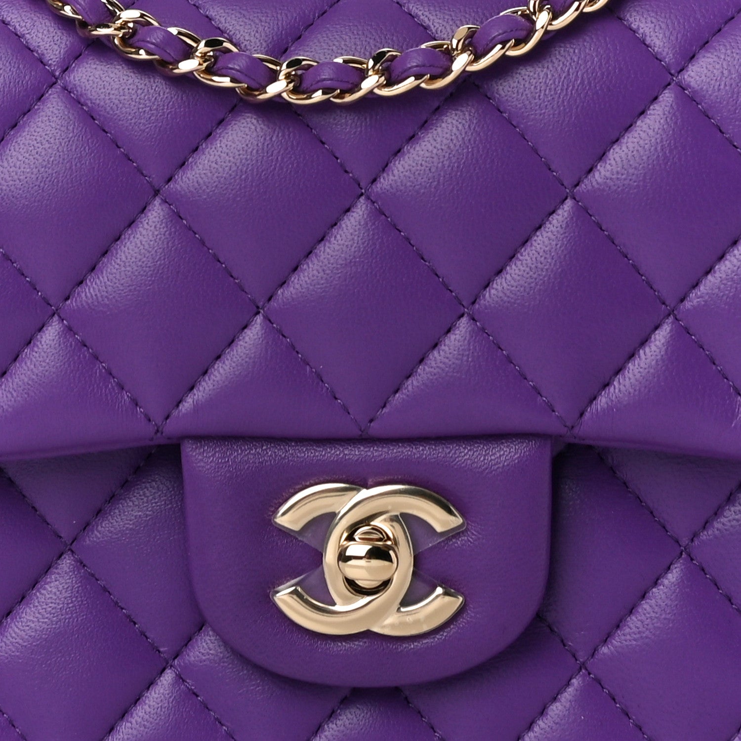 Chanel Lambskin Quilted Mini Top Handle Rectangular Flap Dark Purple 10 of 11
