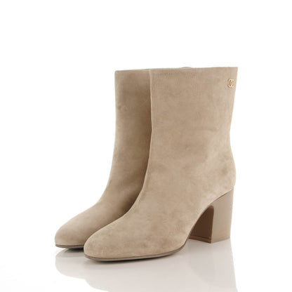 Chanel Suede Calfskin CC Short Boots 39 Beige 3 of 9