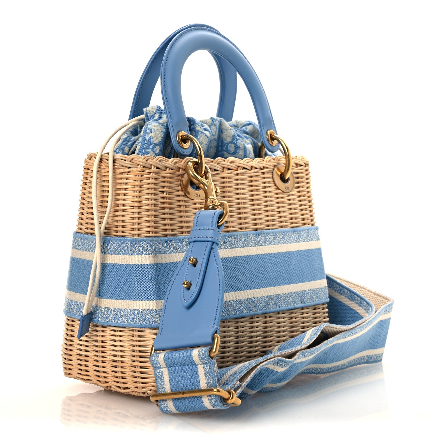 Christian Dior Wicker Oblique Medium Lady Dior Bag Cornflower Blue 3 of 13