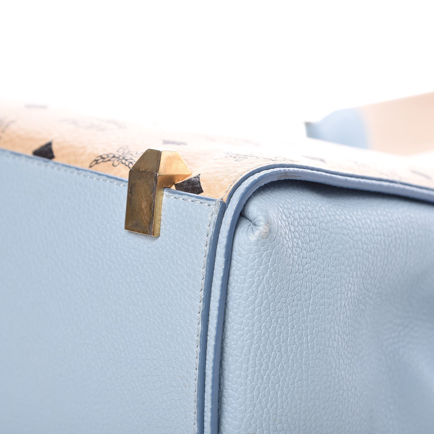 MCM Visetos Small Corina Shoulder Bag Beige Sky Blue 16 of 19