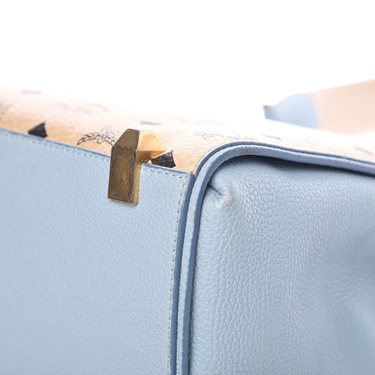MCM Visetos Small Corina Shoulder Bag Beige Sky Blue 16 of 19