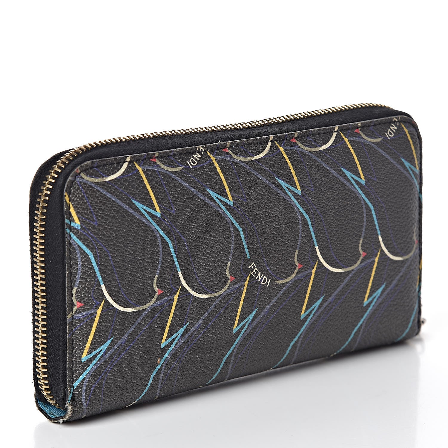 Fendi Vitello Elite QuTweet Zip Around Wallet Dark Grey 3 of 8