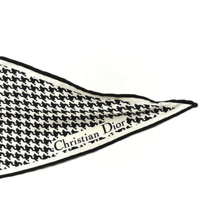 Christian Dior Silk Houndstooth Diamond Scarf Black White 2 of 3