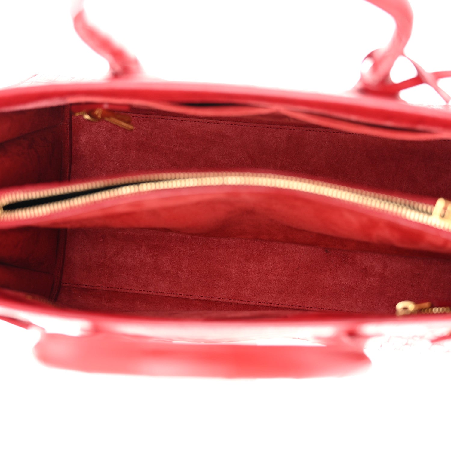 Saint Laurent Calfskin Crocodile Embossed Large Sac De Jour Carryall Lipstick Red 5 of 10