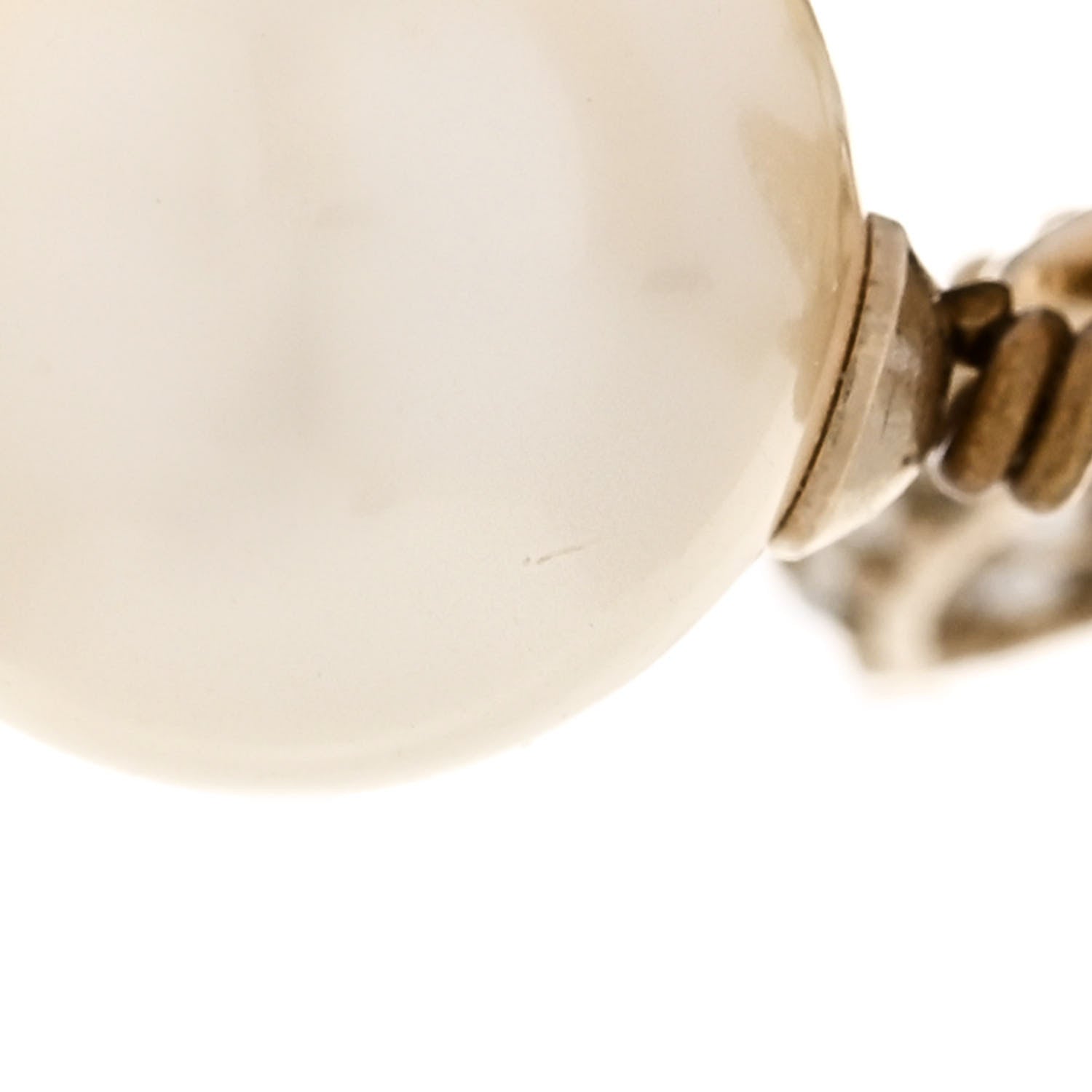 Chanel Crystal Timeless CC Pearl Drop Earrings Light Gold 5 of 6