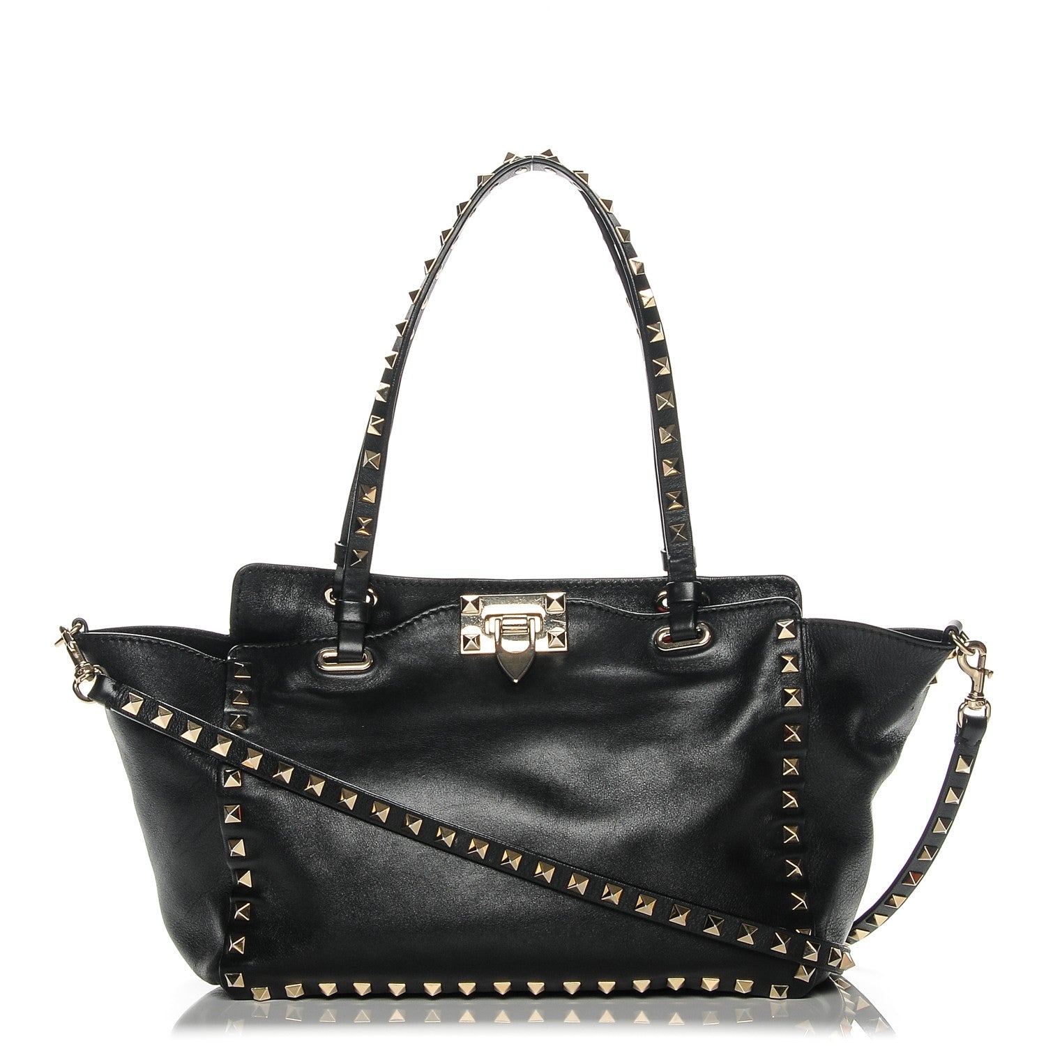 Valentino Garavani Vitello Small Rockstud Tote Black 1 of 6