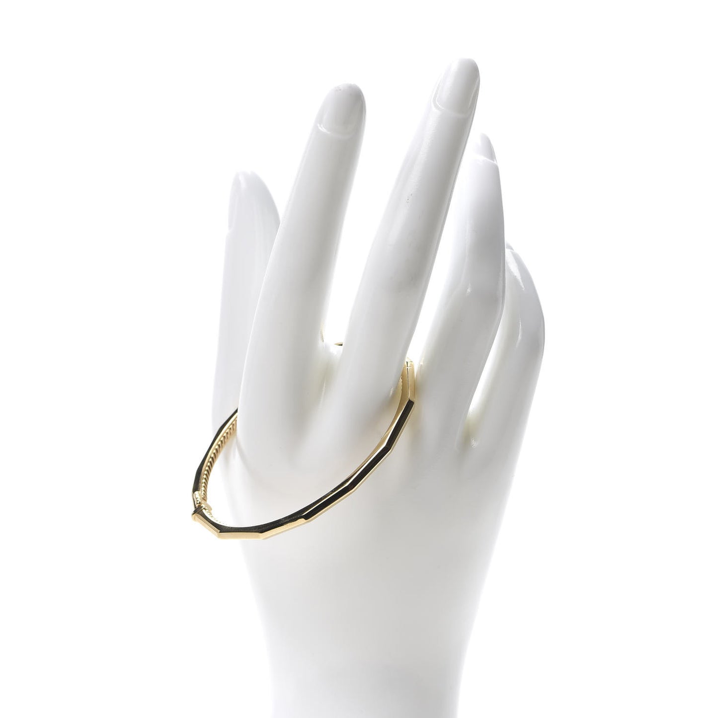 18K Yellow Gold 3mm Single Row Stax Faceted Bangle Bracelet