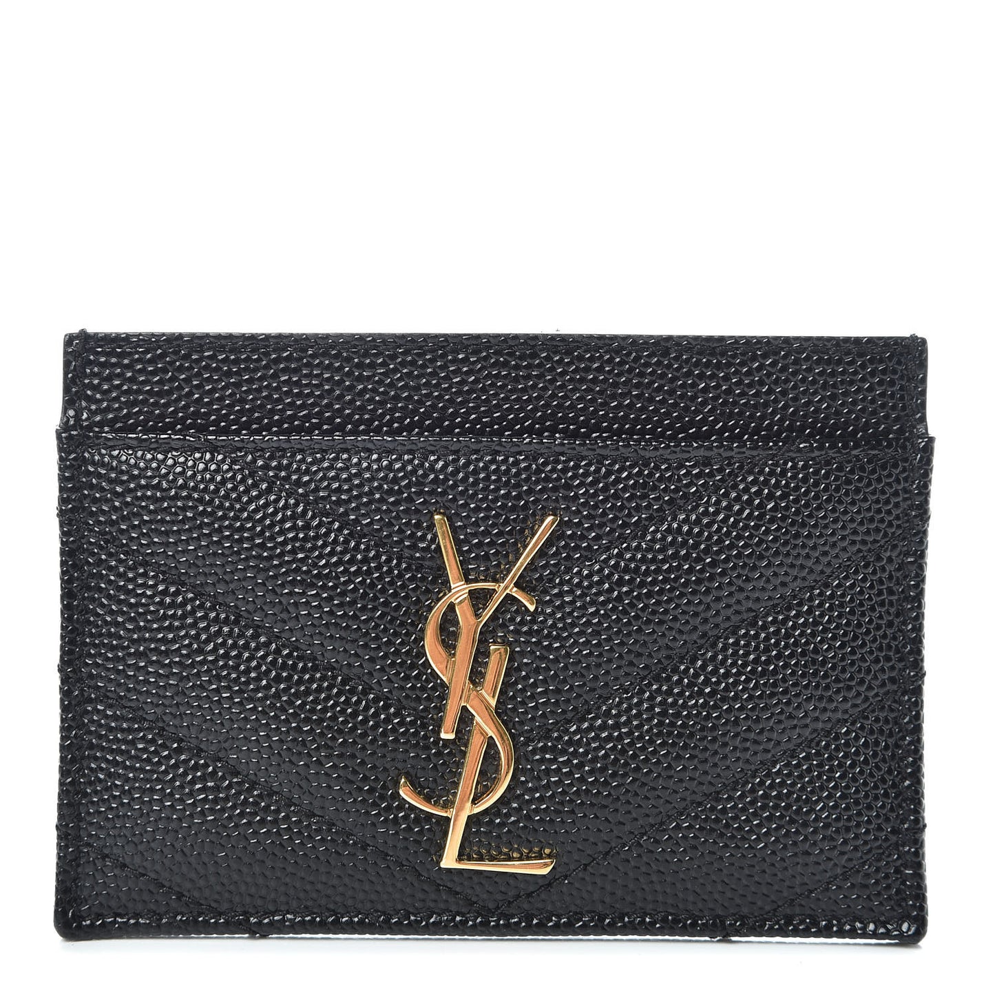 Grain De Poudre Matelasse Chevron Monogram Credit Card Case Black