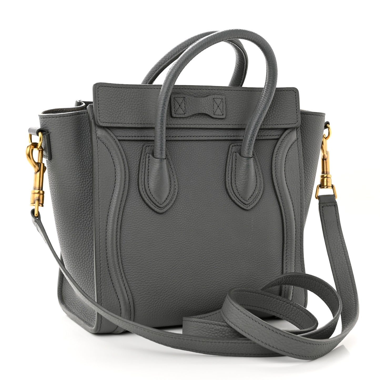 Drummed Calfskin Nano Luggage Kohl