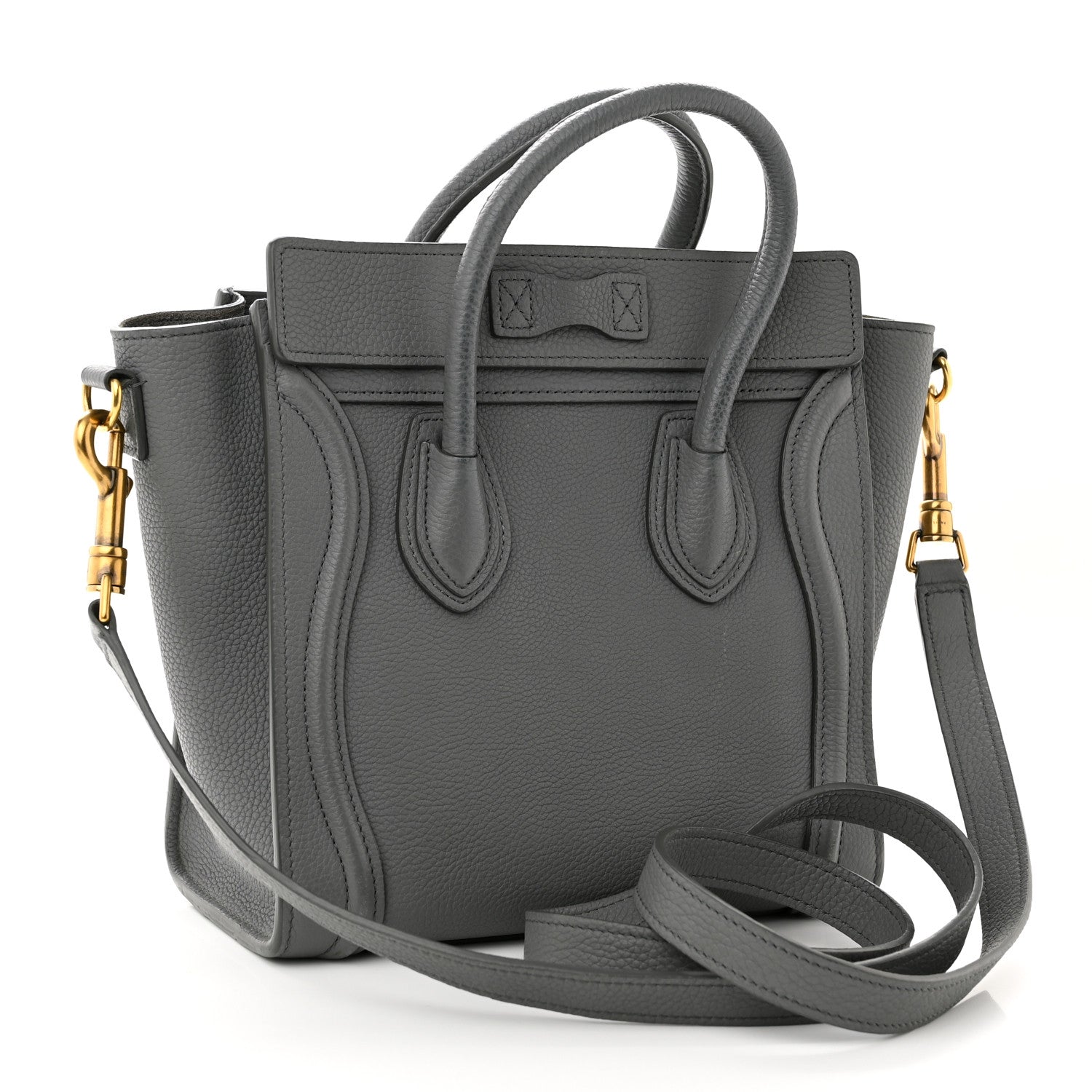 Celine Drummed Calfskin Nano Luggage Kohl 3 of 16
