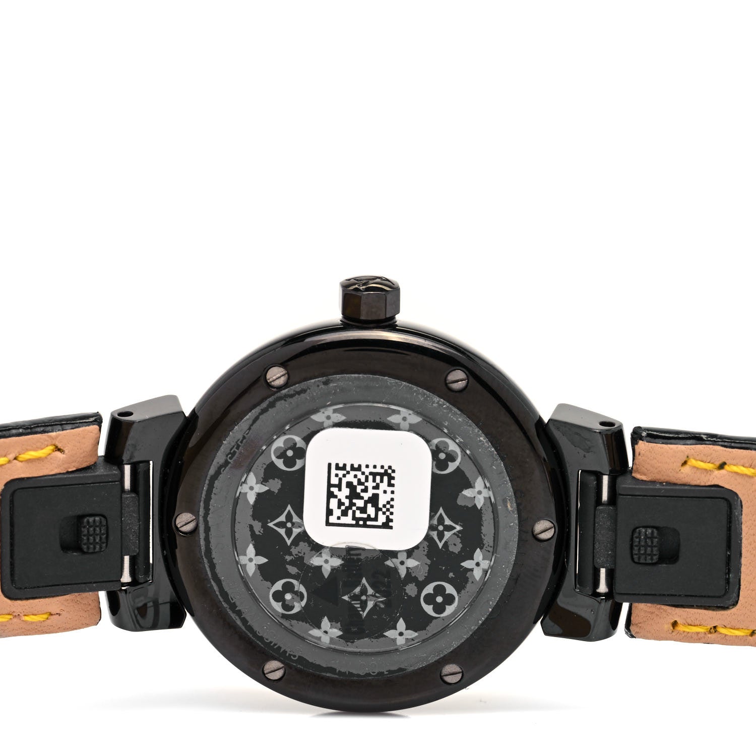Louis Vuitton PVD Stainless Steel Alligator Diamond 28mm My LV Tambour Quartz Watch Black 4 of 5