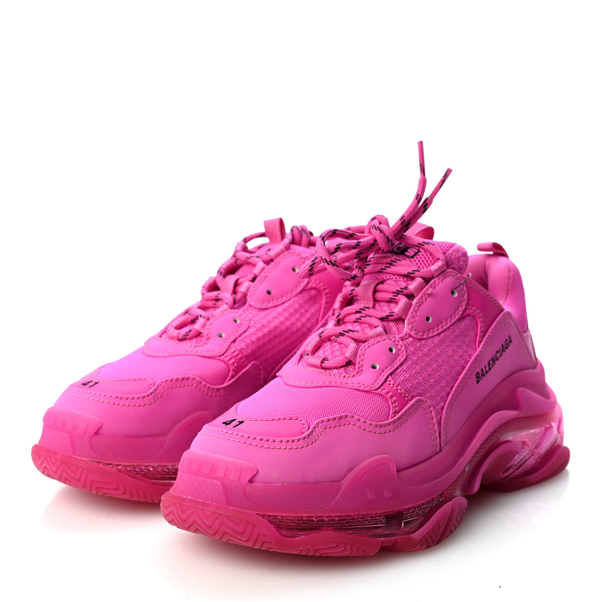 Balenciaga Fabric Mesh Clear Sole Fluo Womens Triple S Sneakers 41 Pink 4 of 9