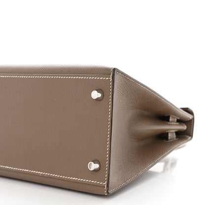 Hermes Epsom Horseshoe Kelly Sellier 28 Etoupe Bleu Electrique 10 of 13