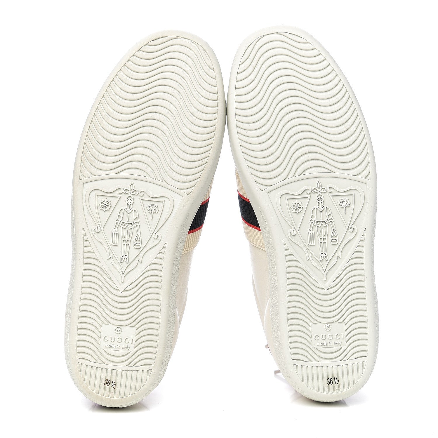 Gucci Calfskin Stripe Womens New Ace Sneakers 36.5 New Mystic White Ecru Red Flame 5 of 13
