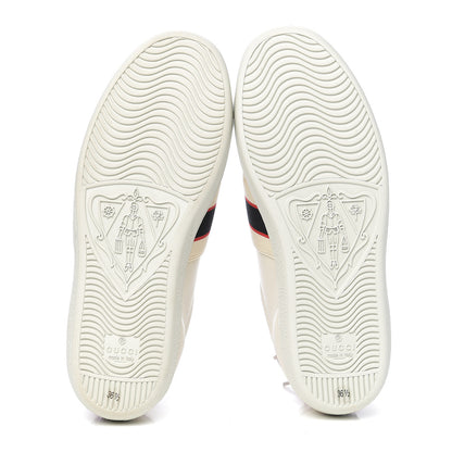 Gucci Calfskin Stripe Womens New Ace Sneakers 36.5 New Mystic White Ecru Red Flame 5 of 13