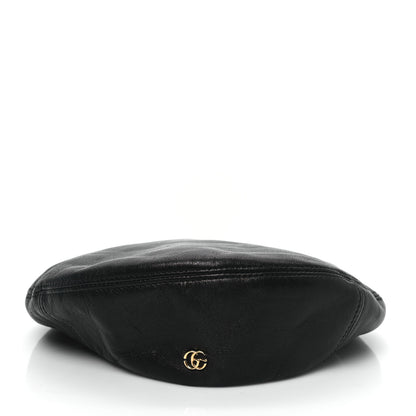 Gucci Lambskin Beret Hat 57 M Black 3 of 8