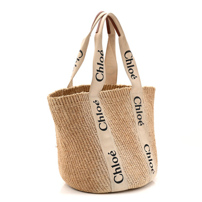 Chloe Raffia Large Woody Tote White 3 of 9