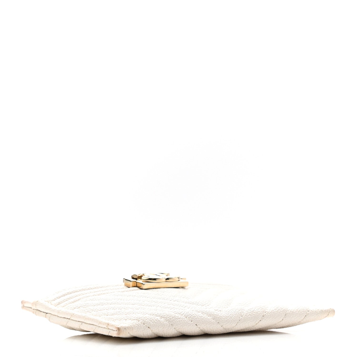 Chanel Caviar Chevron Quilted Boy Card Holder White 4 of 8