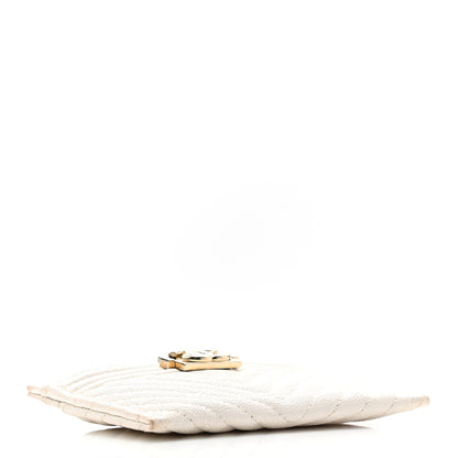 Chanel Caviar Chevron Quilted Boy Card Holder White 4 of 8