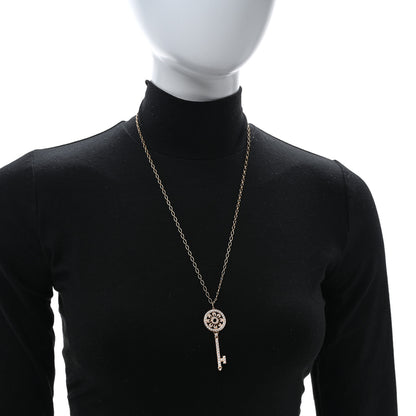 Tiffany 18K Rose Gold Diamond Petals Key Pendant Oval Link Necklace 2 of 4