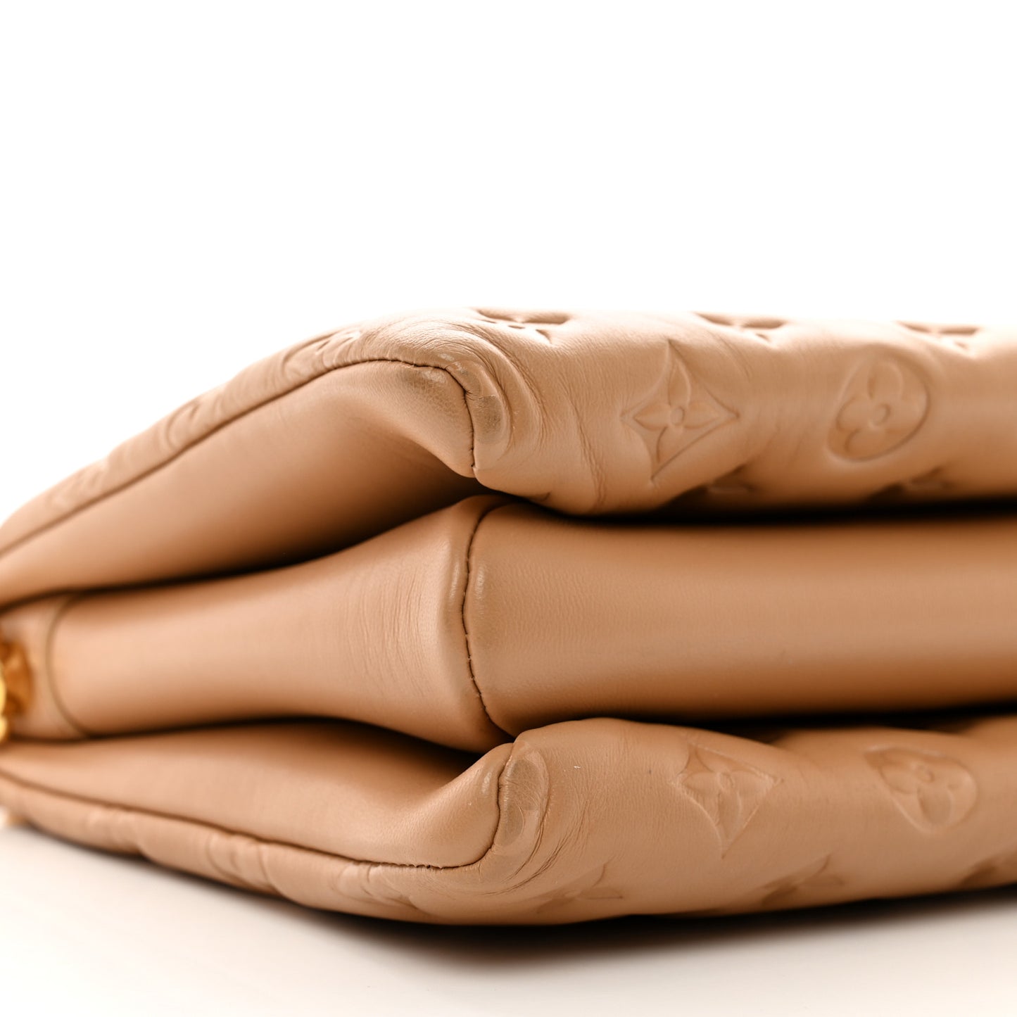 Lambskin Embossed Monogram Coussin PM Camel