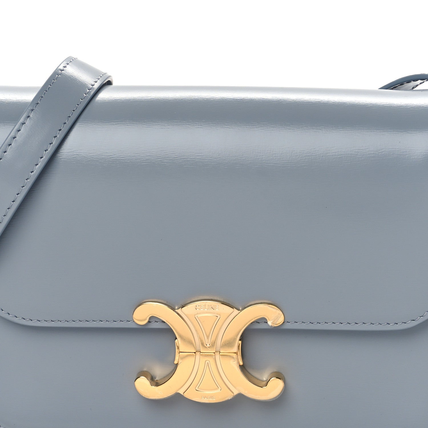 Celine Shiny Calfskin Teen Triomphe Pearl Blue 8 of 10